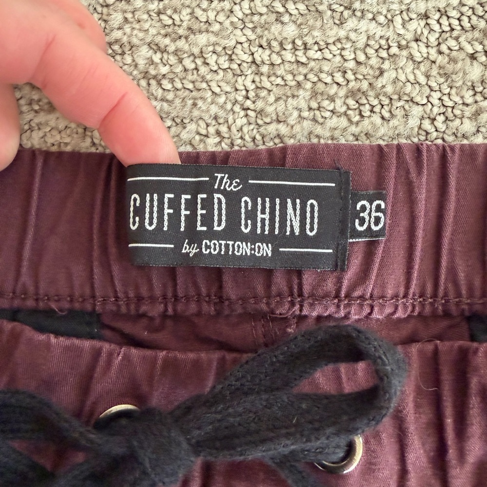 Cotton On Men's Jogger Pants - Burgundy - Picture 3 of 4